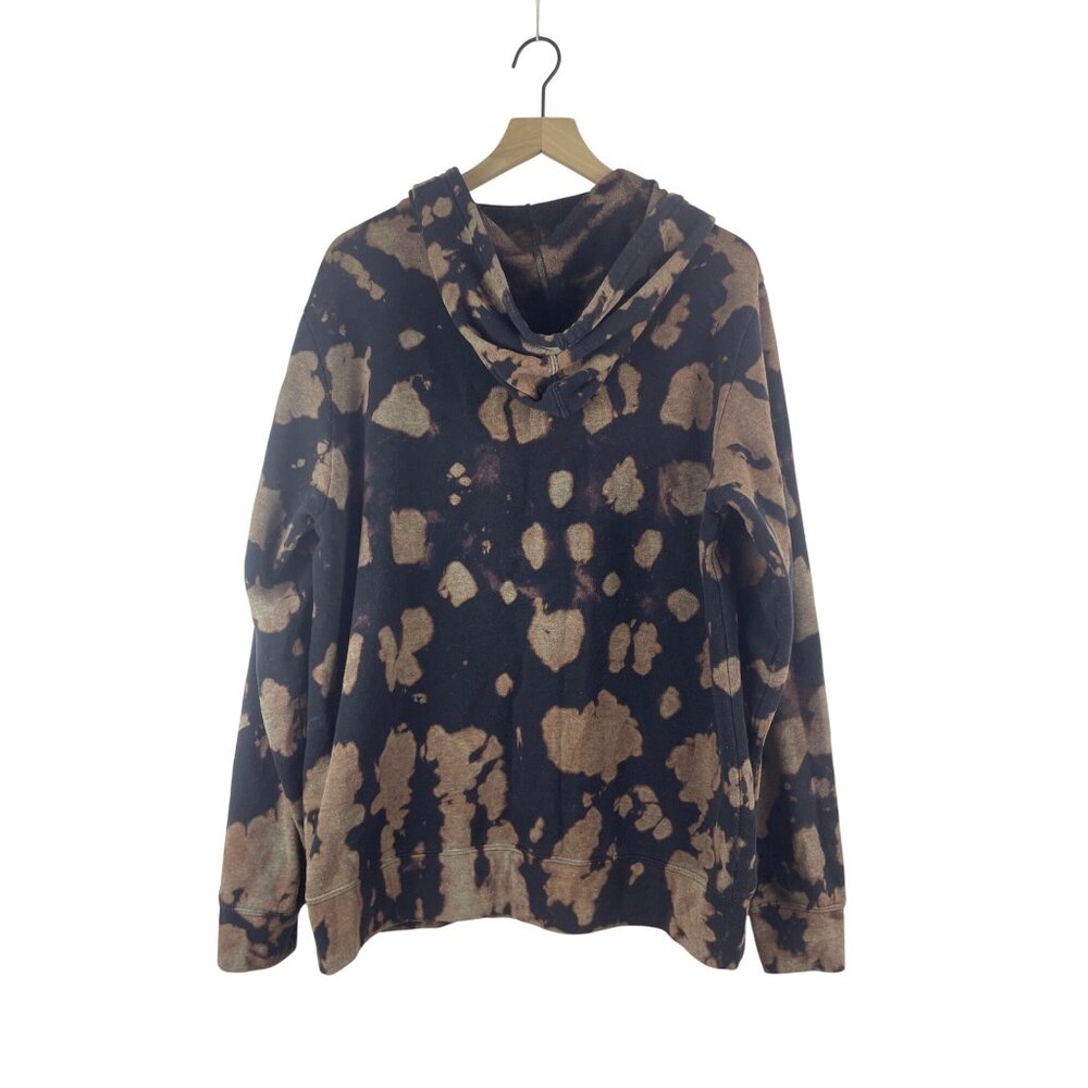 Champion Men's Medium Splotch Tie Dye Black & Tan Pullover Hoodie Sweatshirt - Picture 2 of 4